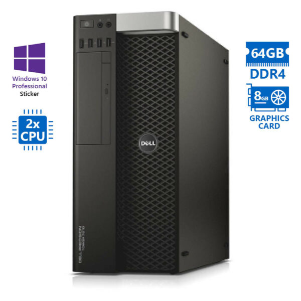 Dell Precision 7810 Tower Xeon 2xE5-2650v3(10-Cores)/64GB DDR4/1TB/Nvidia 8GB/DVD/10P Grade A Workst - SCAX