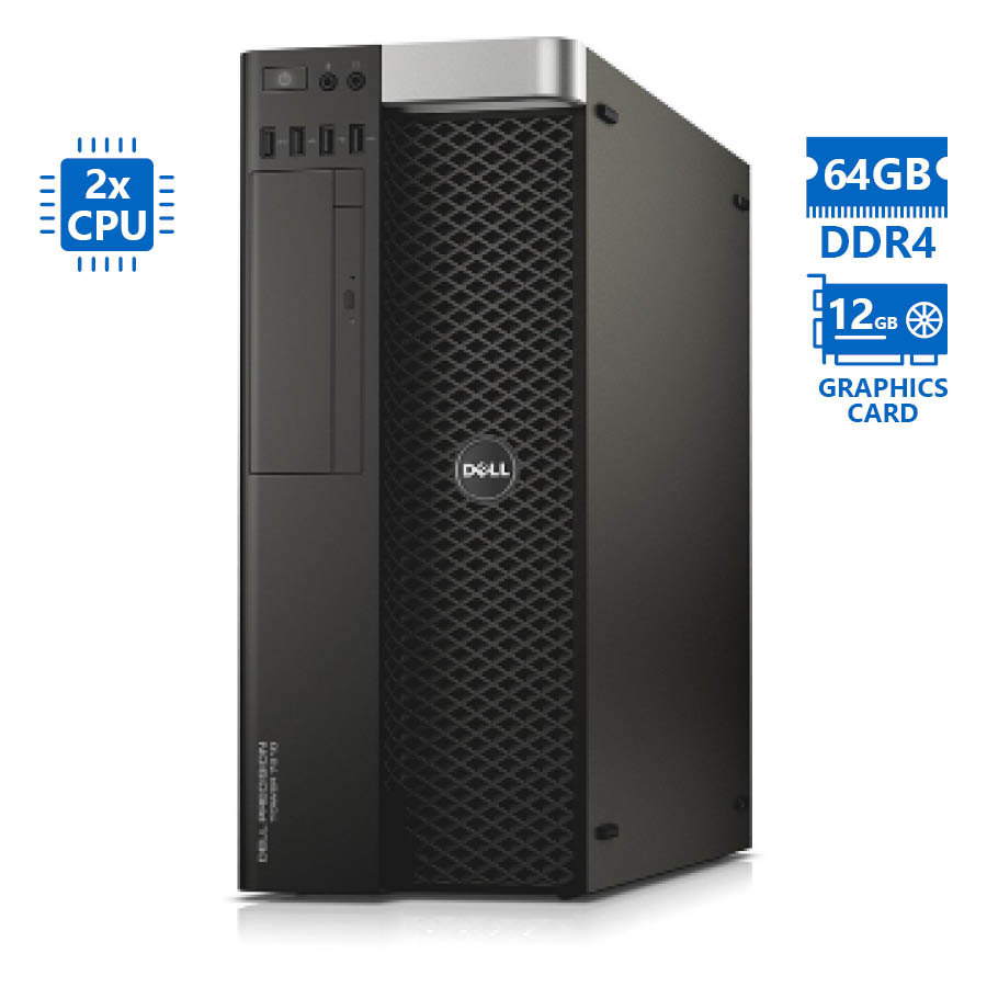 Dell Precision 7810 Tower Xeon 2xE5-2650v3(10-Cores)/64GB DDR4/1TB/Nvidia 12GB/DVD/8P Grade A Workst - SCAX