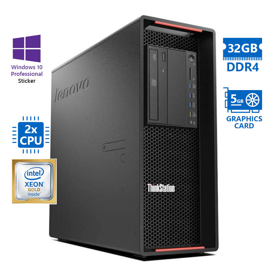 Lenovo Thinkstation P720 Tower Xeon 2xGold 5118(12-Cores)/32GB DDR4/No HDD/SAS Controller/Nvidia 5GB - SCAX