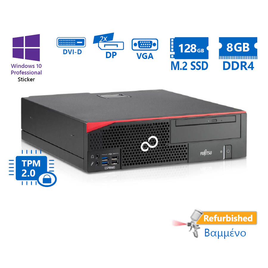 Fujitsu D757 SFF i5-7400/8GB DDR4/128GB M.2 SSD/No ODD/10P Grade A+ Refurbished PC - SCAX