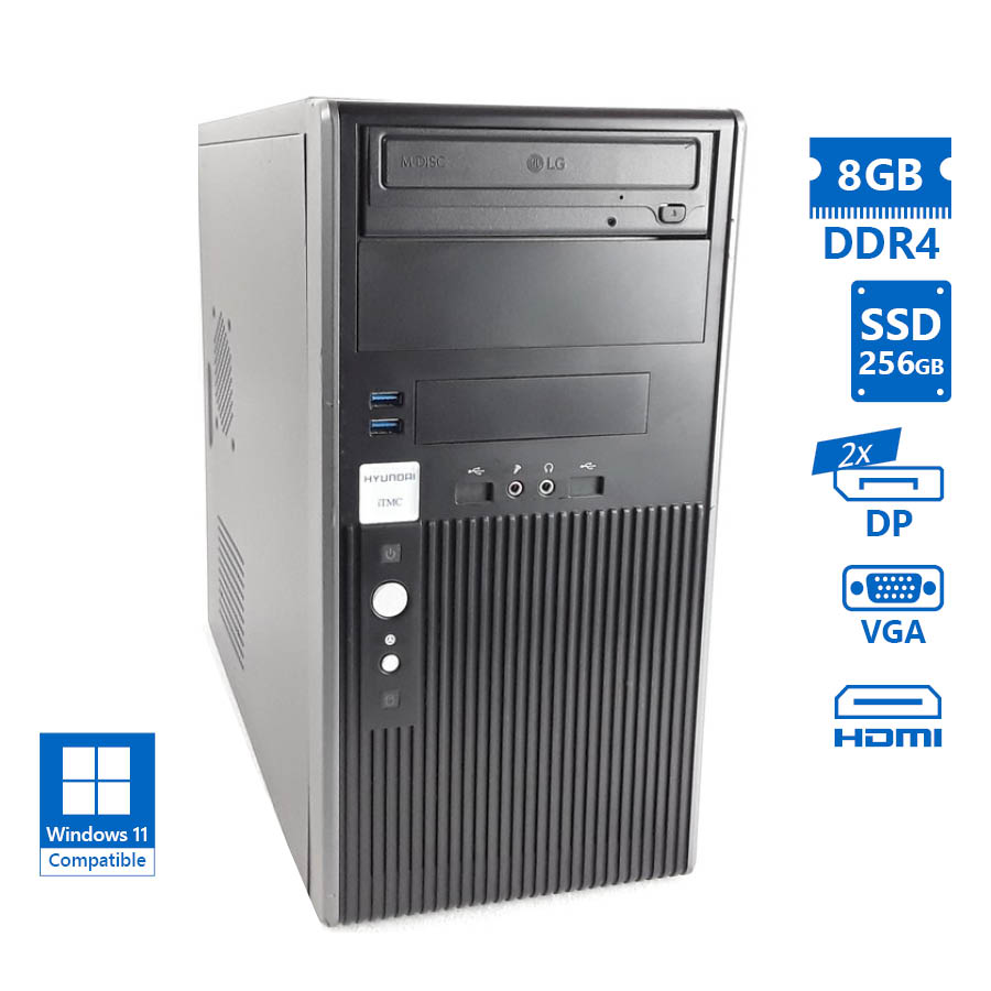 Hyundai (A-) Pentino B365 Tower i5-8400/8GB DDR4/256GB SSD/DVD/Grade A- Refurbished PC - SCAX