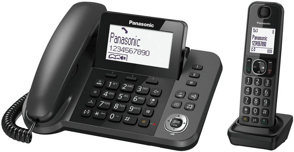 Σταθερό Ψηφιακό Τηλέφωνο Panasonic KX-TGF310EXM Μαύρο + Ασύρματο Ψηφιακό Τηλέφωνο με Υποδοχή Hands-Free στο Ασύρματο - SCAX