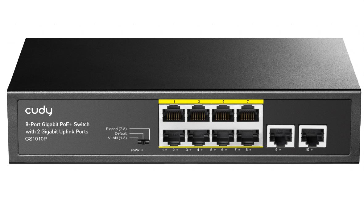 CUDY GS1010P 8 PORT + 2 UPLINK GIGABIT POE+ SWITCH