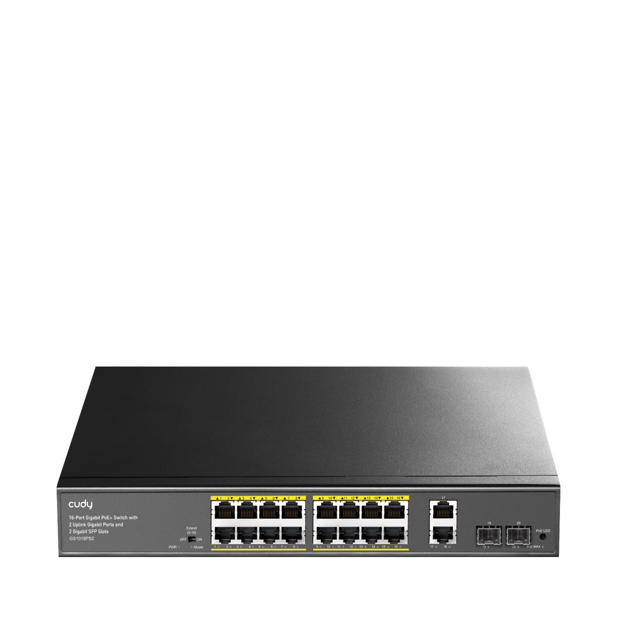 CUDY GS1018PS2 16-PORT GIGABIT PoE+ SWITCH +2 UPLINK GIGABIT PORT + 2 GIGABIT SFP PORTS CUDY GS1018PS2 16-PORT GIGABIT PoE+ SWITCH +2 UPLINK GIGABIT PORT + 2 GIGABIT SFP PORTS