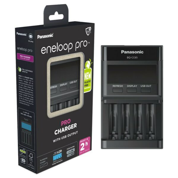 Φορτιστής Μπαταριών Panasonic eneloop pro BQ-CC65 για AA/AAA & USB Output με Οθόνη Led New Eco Pack - SCAX