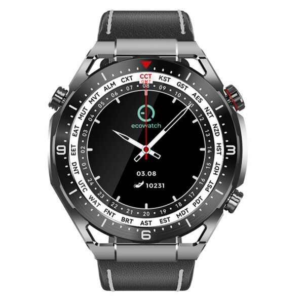 Smartwatch Maxcom Ecowatch 1 1.52” 400mAh IP67 Μαύρο με Silicon PU Leather και Metal Band - SCAX