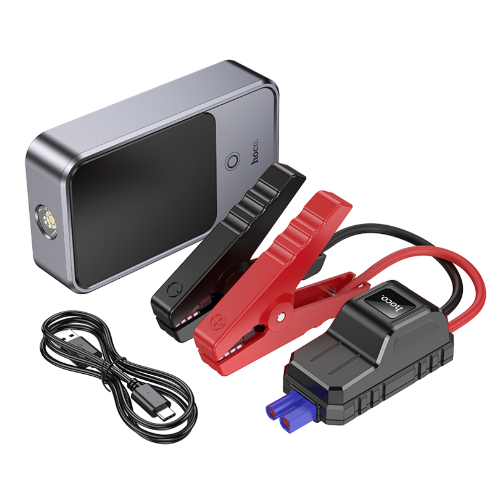 Power Bank Hoco QS7 Source 10000mAh PD18W QC με 2xUSB-A 1xUSB-C LED Ένδειξη Μπαταρίας και Προσάρτημα Εκκίνησης Αυτοκινήτου 800A Ασημί - SCAX