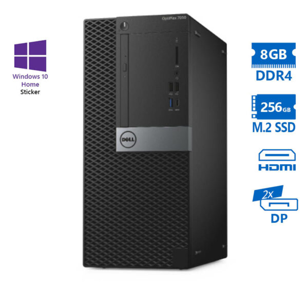 Dell 7050 Tower i5-6500/8GB DDR4/256GB M.2 SSD/DVD/10H Grade A Refurbished PC - SCAX