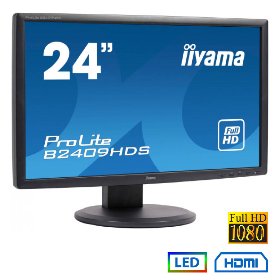 Used Monitor B2409HDS LED/IIyama/24``FHD/1920x1080/Wide/Black/D-SUB & DVI-D & HDMI - SCAX