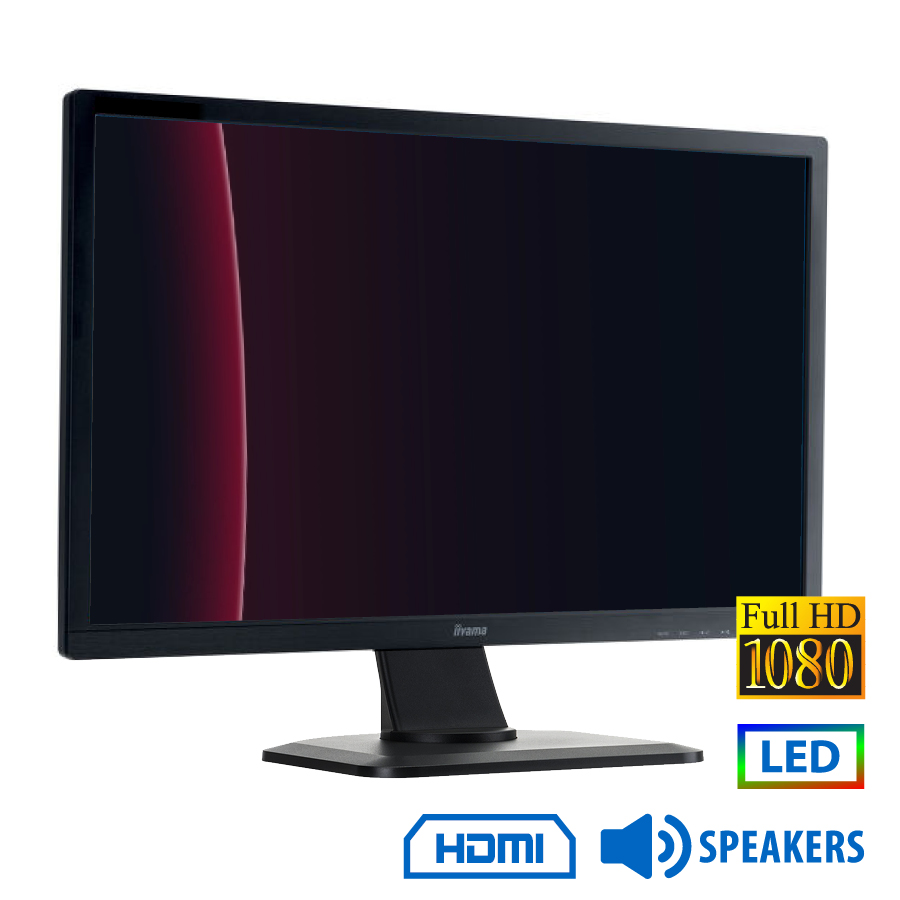 Used Monitor PL2483H LED/Iiyama/24”FHD/1920x1080/Wide/Black/w/Speakers/D-SUB & DVI-D & HDMI - SCAX