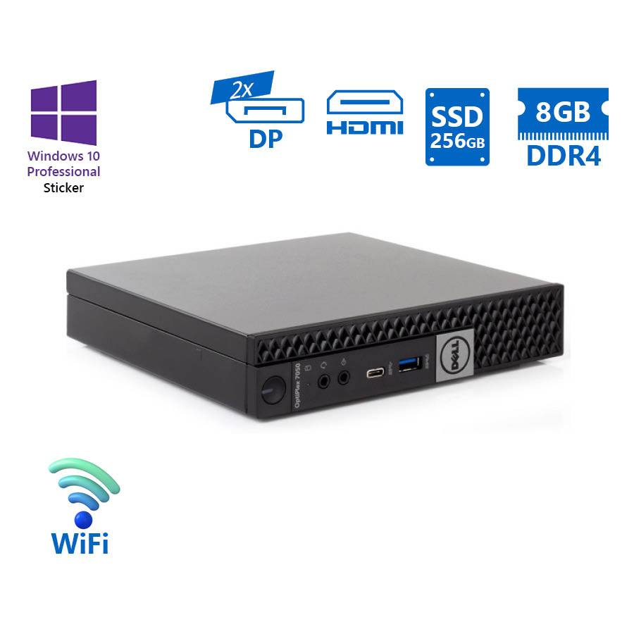 Dell Optiplex 7050 DM WiFi i5-6600/8GB DDR4/256GB SSD/No ODD/10P Grade A Refurbished PC - SCAX