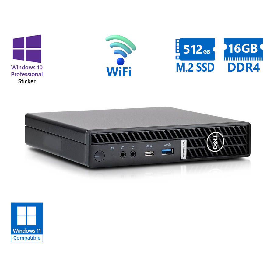 Dell Optiplex 7080 DM WiFi i5-10500T/16GB DDR4/512GB M.2 SSD/No ODD/10P Grade A Refurbished PC - SCAX
