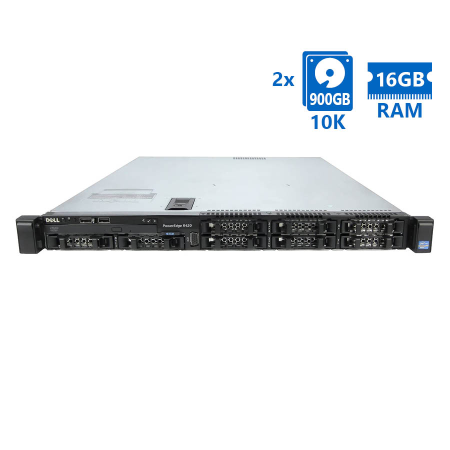 Refurbished Server Dell Poweredge R420 R1U E5-2430(6-cores)/16GB DDR3/2x900GB 10K/8xSFF/1xPSU/No ODD - SCAX Refurbished Server Dell Poweredge R420 R1U E5-2430(6-cores)/16GB DDR3/2x900GB 10K/8xSFF/1xPSU/No ODD - SCAX