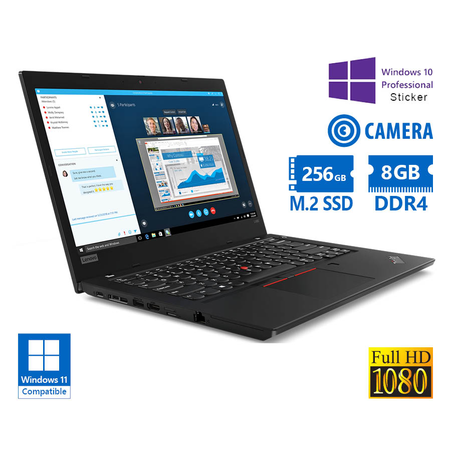 Lenovo (A-) ThinkPad L480 i5-8250U/14``FHD/8GB DDR4/256GB M.2 SSD/No ODD/Camera/10P Grade A- Refurbi - SCAX
