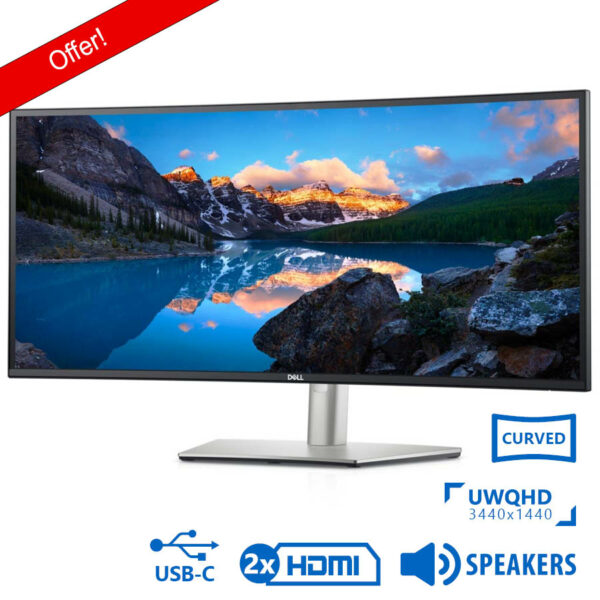 Used Monitor UltraSharp U3421WE Curved/Dell/34”UW-QHD 60Hz/3440x1440/Silver/Black/w/Speakers/DP & 2x - SCAX