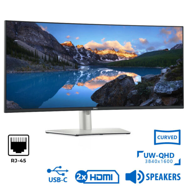 Used Monitor UltraSharp U3821DW Curved/Dell/38”UW-QHD/3840x1600/Silver/Black/w/Speakers/DP & 2xHDMI - SCAX