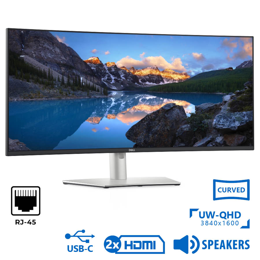 Used Monitor UltraSharp U3821DW Curved/Dell/38”UW-QHD/3840x1600/Silver/Black/w/Speakers/DP & 2xHDMI - SCAX