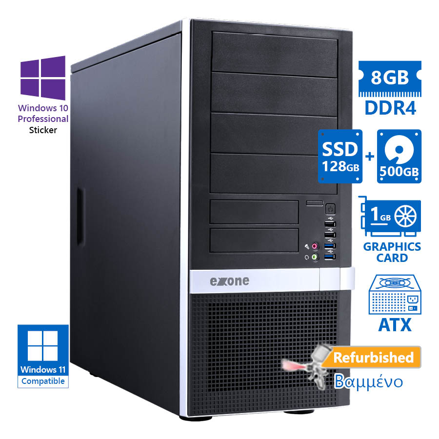 OEM Extra Tower Xeon W-2123(4-Cores)/8GB DDR4/128GB SSD & 500GB/Nvidia 1GB/DVD/10P Grade A+ Workstat - SCAX