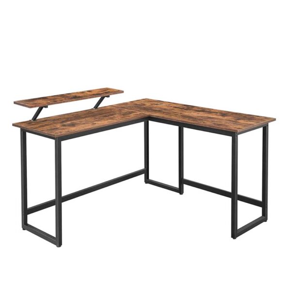 Γωνιακό Μεταλλικό Γραφείο 140 x 130 x 76 / 91.5 cm Χρώματος Σκούρο Καφέ (LWD56X) (VASLWD56X) - SCAX