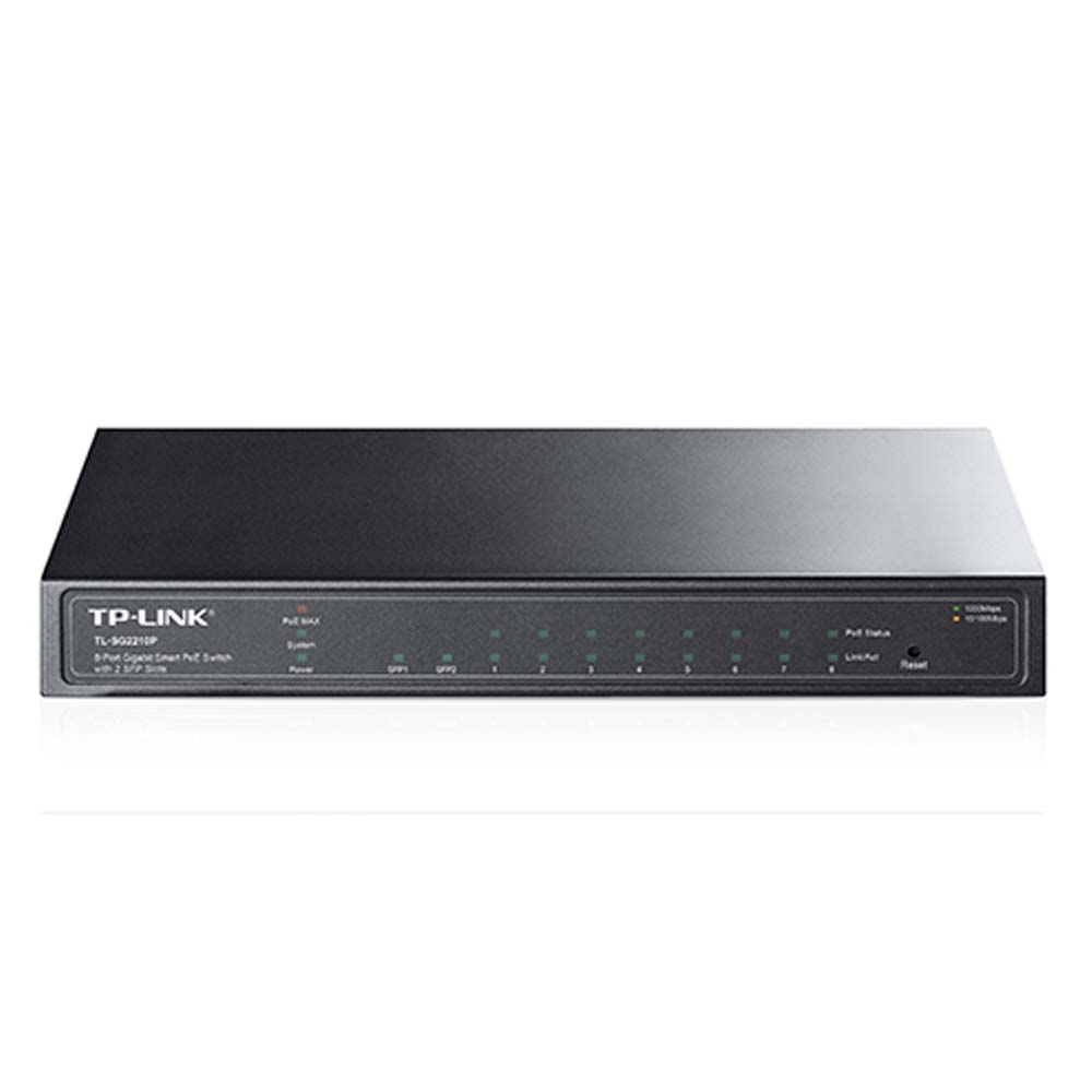 TP-Link JetStream 8-Port Gigabit Smart PoE+ Switch with 2 SFP Slots V5 (SG2210P) (TPTL-SG2210P) - SCAX