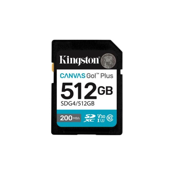 Kingston SD 512GB Canvas Go Plus 200/MB/s C10 U3 V30 (SDG4/512GB) (KINSDG4-512GB) - SCAX