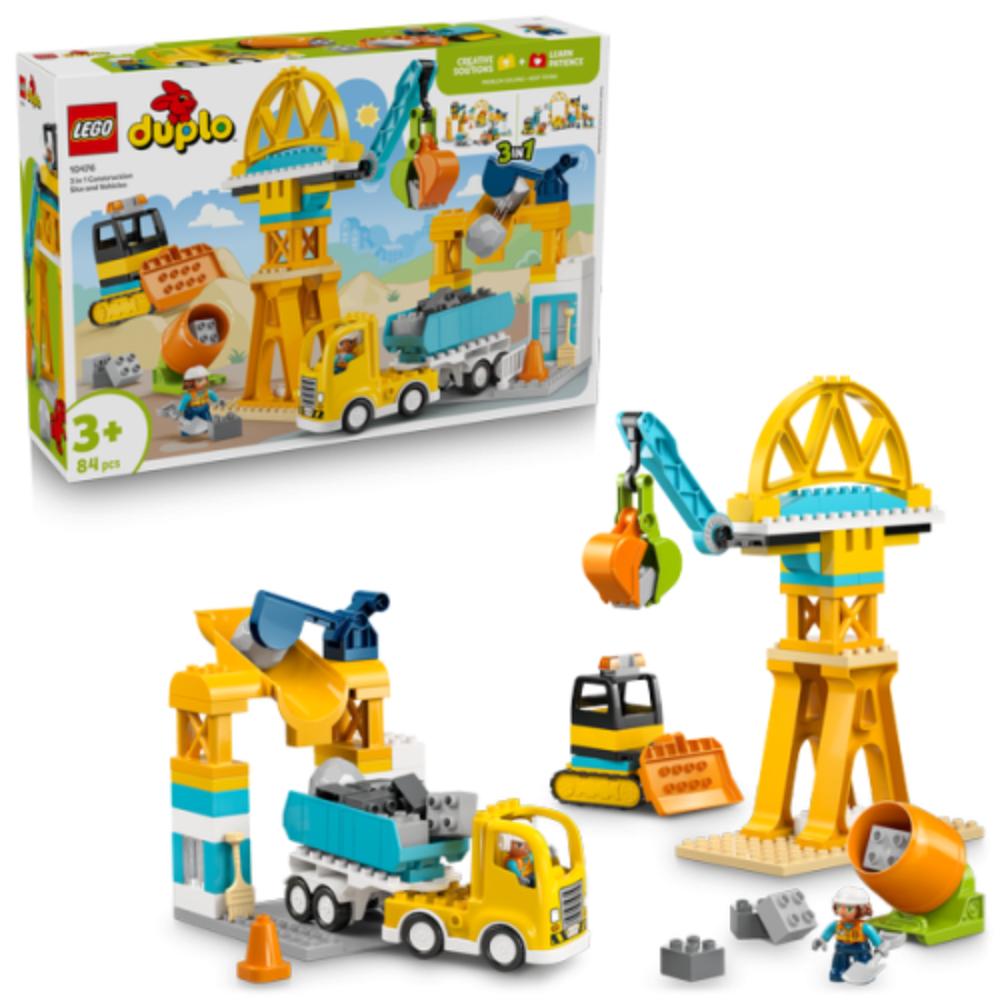 Lego DUPLO Town Construction Site with Construction Vehicles - 3-in-1 Set (10476) (LGO10476) - SCAX