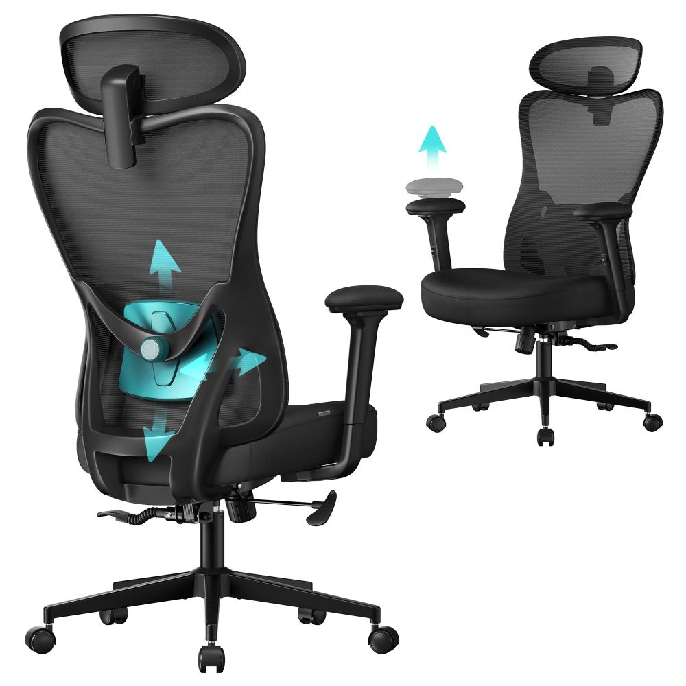 Songmics Εργονομική περιστρεφόμενη καρέκλα γραφείου 70 x 70 x 114-130 cm mesh