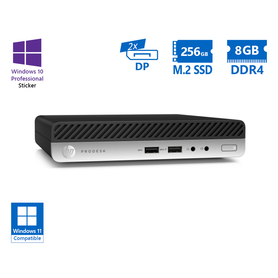 HP ProDesk 400G5 DM i3-9100T/8GB DDR4/256GB M.2 SSD/No ODD/10P Grade A Refurbished PC - SCAX