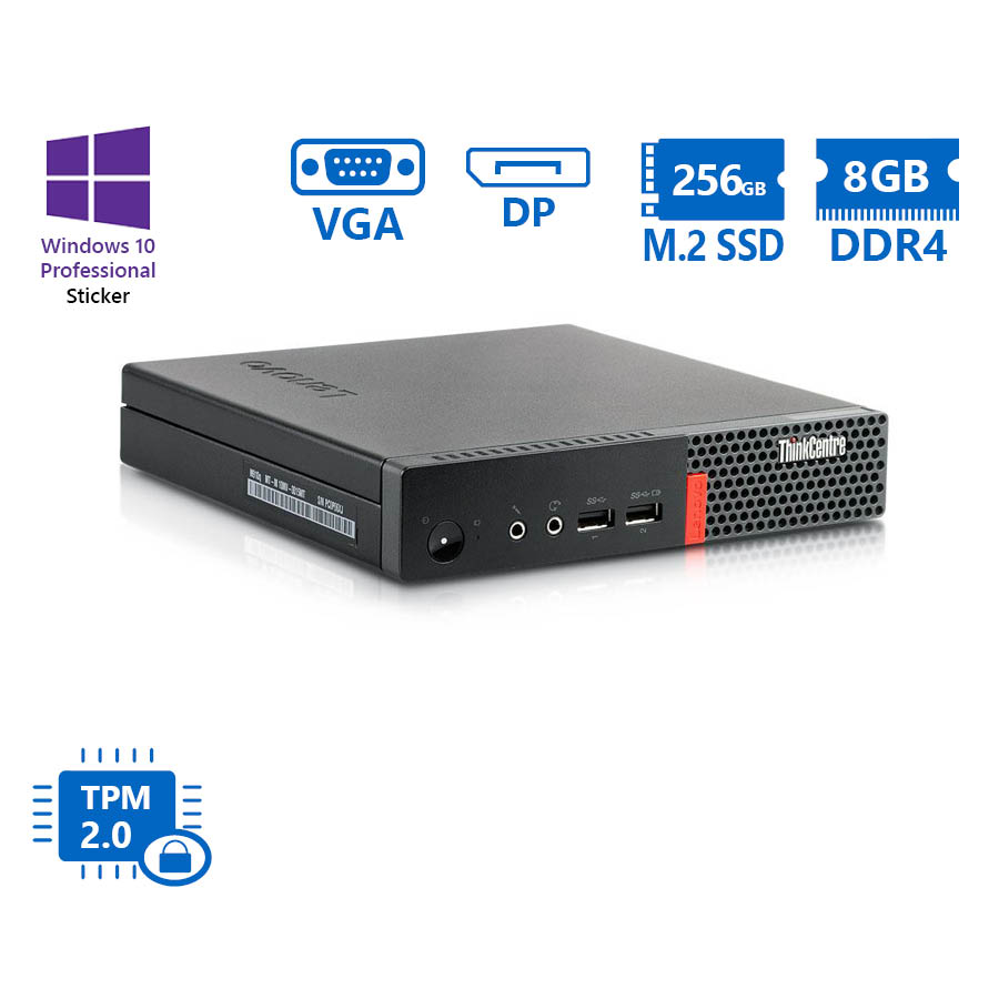 Lenovo ThinkCentre M710q Tiny i5-7500T/8GB DDR4/256GB M.2 SSD/No ODD/10P Grade A Refurbished PC - SCAX