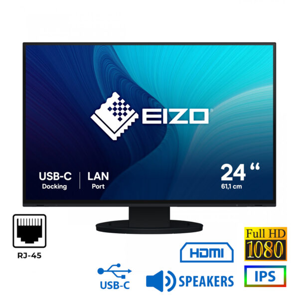 Used Monitor FlexScan EV2495 IPS LED/Eizo/24``FHD/1920x1200/Wide/Black/w/Sreakers/D-SUB & DVI-D & DP - SCAX