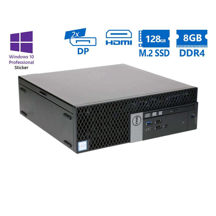 Dell 7050 SFF i5-6500/8GB DDR4/128GB M.2 SSD/No ODD/10P Grade A Refurbished PC - SCAX