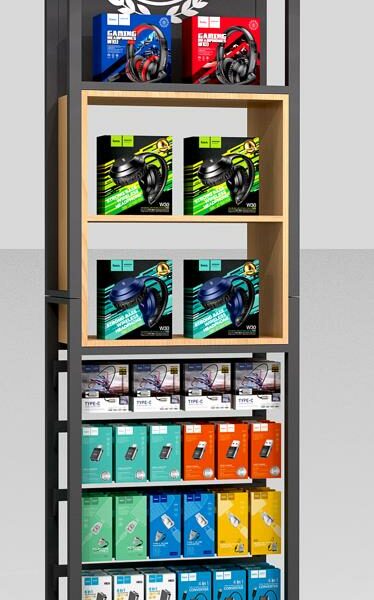 HOCO A2 ΜΕΤΑΛΛΙΚΟ ΣΤΑΝΤ ΜΕ ΡΑΦΙΑ L600*D300*H2400mm v.3 - SCAX