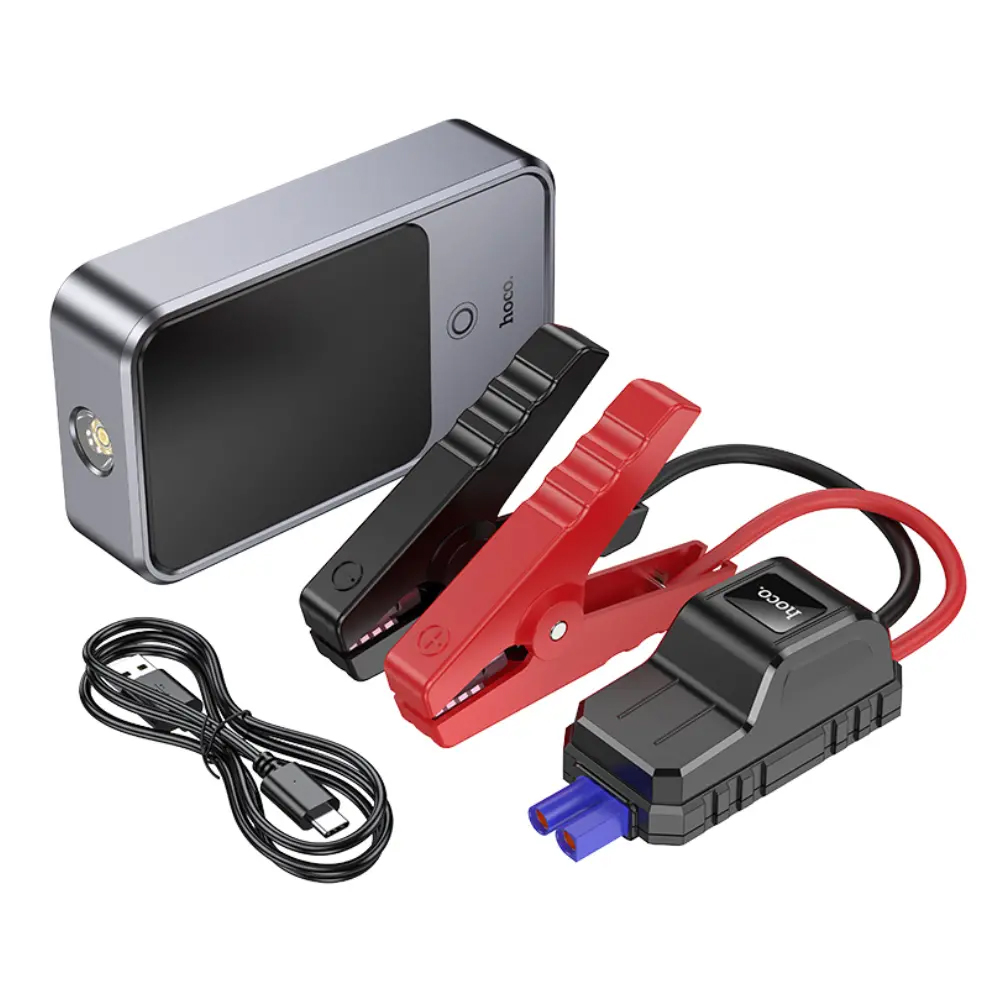 Power Bank Hoco QS7 Source 10000mAh PD18W QC με 2xUSB-A 1xUSB-C LED Ένδειξη Μπαταρίας και Προσάρτημα Εκκίνησης Αυτοκινήτου 800A Ασημί - SCAX