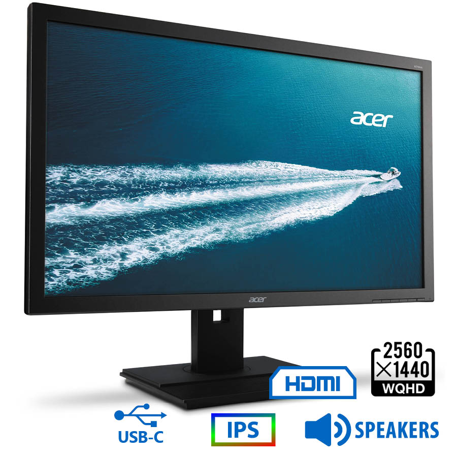 Used Monitor B276HUL IPS LED/Acer/27``WQHD/2560x1440/Wide/Black/w/Speakers/DP & HDMI & USB Type-C & - SCAX