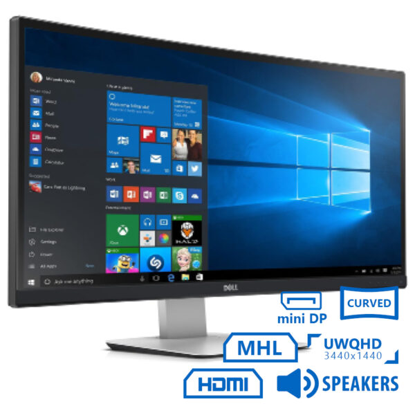 Used Monitor UltraSharp U3415WB Curved/Dell/34”UW-QHD/3440x1440/Black/w/Speakers/DP & Mini DP & HDMI - SCAX