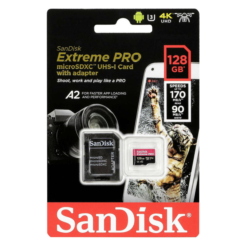 SanDisk Extreme PRO microSDXC 128GB SD Adapter (SDSQXCD-128G-GN6MA) (SANSDSQXCD-128G-GN6MA) - SCAX