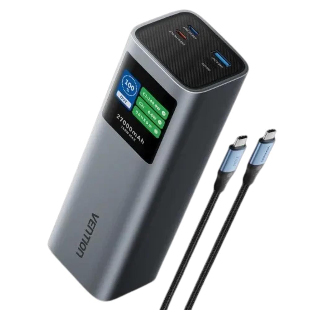 VENTION 27000mAh Power Bank (USB-C + USB-C/USB-C/USB-A) 200W Gray TFT Display Type (FKGH0) (VENFKGH0) - SCAX