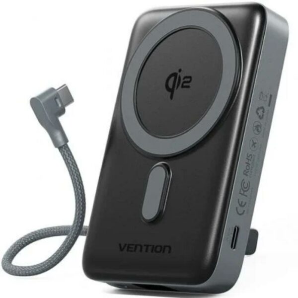 VENTION 10000mAh Magnetic Wireless Power Bank (USB-C + USB-C/USB-C/Wireless) 35W Gray LED Display Type (FKHH0) (VENFKHH0) - SCAX