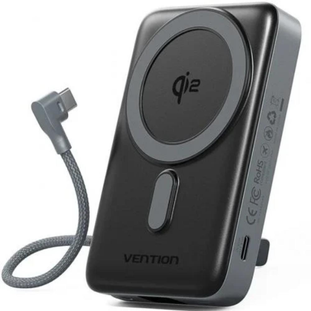 VENTION 10000mAh Magnetic Wireless Power Bank (USB-C + USB-C/USB-C/Wireless) 35W Gray LED Display Type (FKHH0) (VENFKHH0) - SCAX