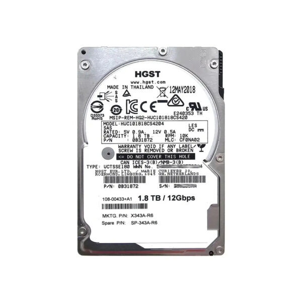 HDD SAS 1.8TB HGST 12G 10K 2.5'' - HUC101818CS4204 Refurbished