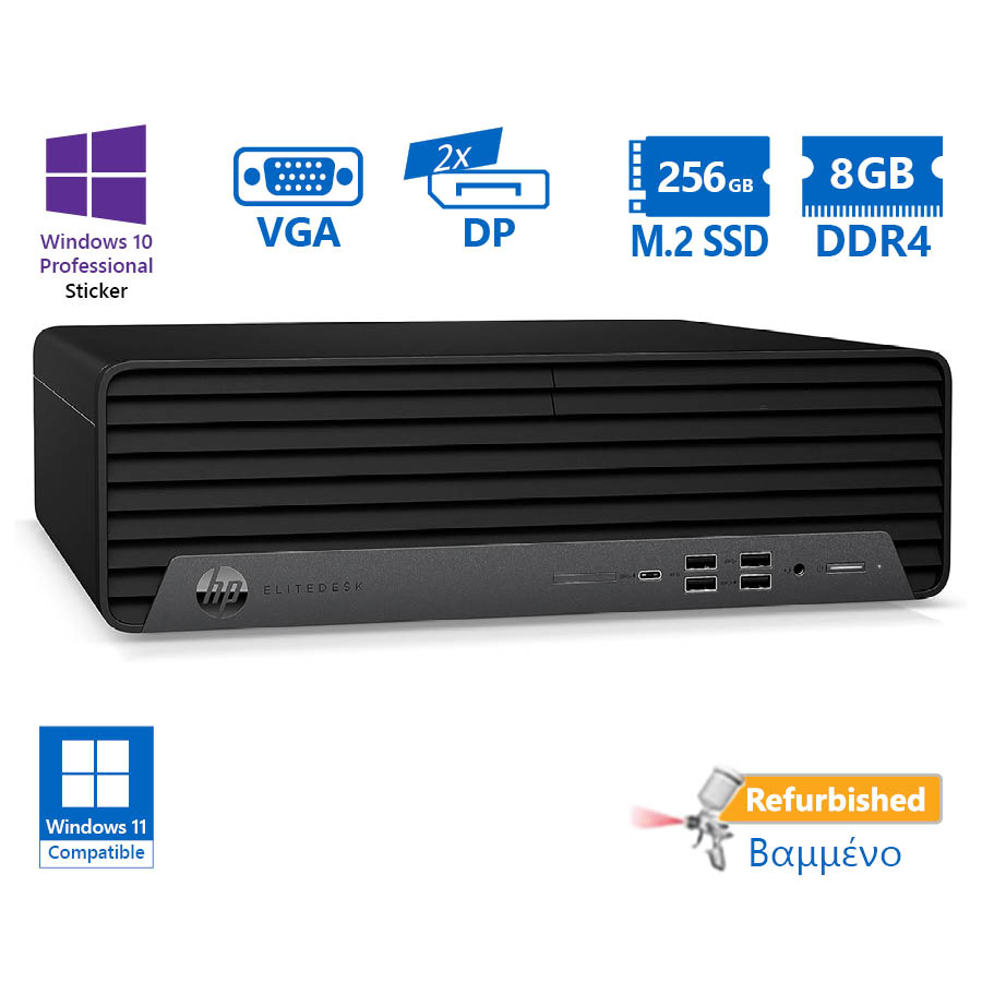 HP EliteDesk 800G6 SFF i3-10100/8GB DDR4/256GB M.2 SSD/No ODD/10P Grade A+ Refurbished PC - SCAX