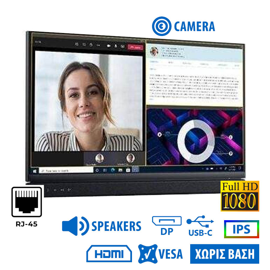 Used (A-) Monitor C2422HE IPS LED/Dell/24``FHD/w/Camera/1920x1080/Wide/Black/No Stand/w/Speakers/Gra - SCAX