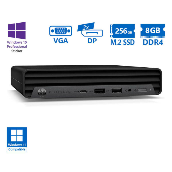 HP EliteDesk 800G6 DM i5-10500/8GB DDR4/256GB M.2 SSD/No ODD/10P Grade A Refurbished PC - SCAX