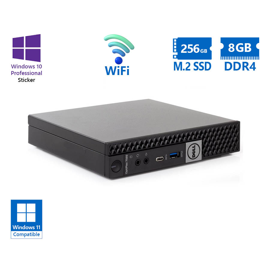 Dell Optiplex 7060 DM WiFi i5-8500T/8GB DDR4/256GB M.2 SSD/No ODD/10P Grade A Refurbished PC - SCAX Dell Optiplex 7060 DM WiFi i5-8500T/8GB DDR4/256GB M.2 SSD/No ODD/10P Grade A Refurbished PC - SCAX