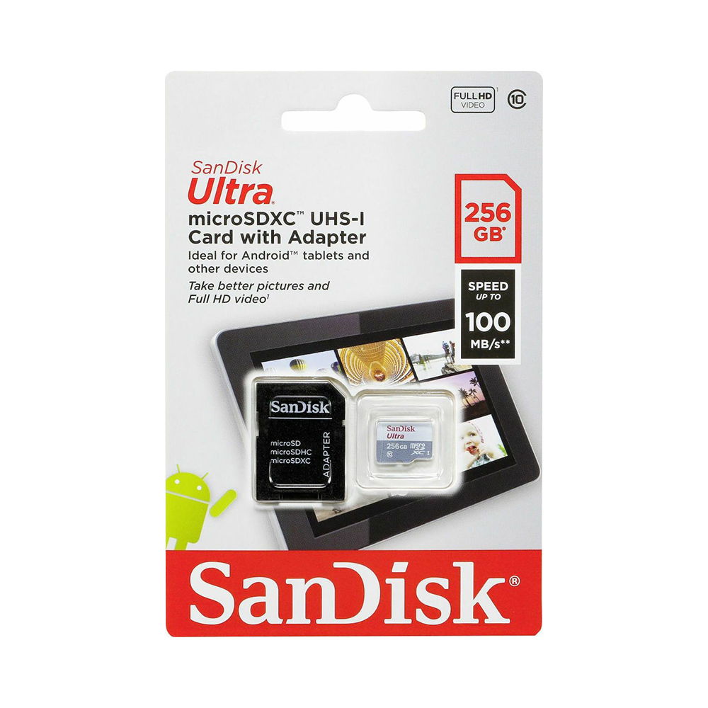 SanDisk Ultra microSDHC 256GB 100MB/s Class 10 UHS-I (SDSQUNR-256G-GN3MN) (SANSDSQUNR-256G-GN3MN) - SCAX