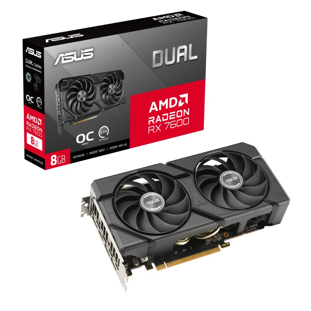 ASUS Dual -RX7600-O8G-EVO AMD Radeon RX 7600 8 GB GDDR6 (90YV0LD0-M0NA00) (ASU90YV0LD0-M0NA00) - SCAX