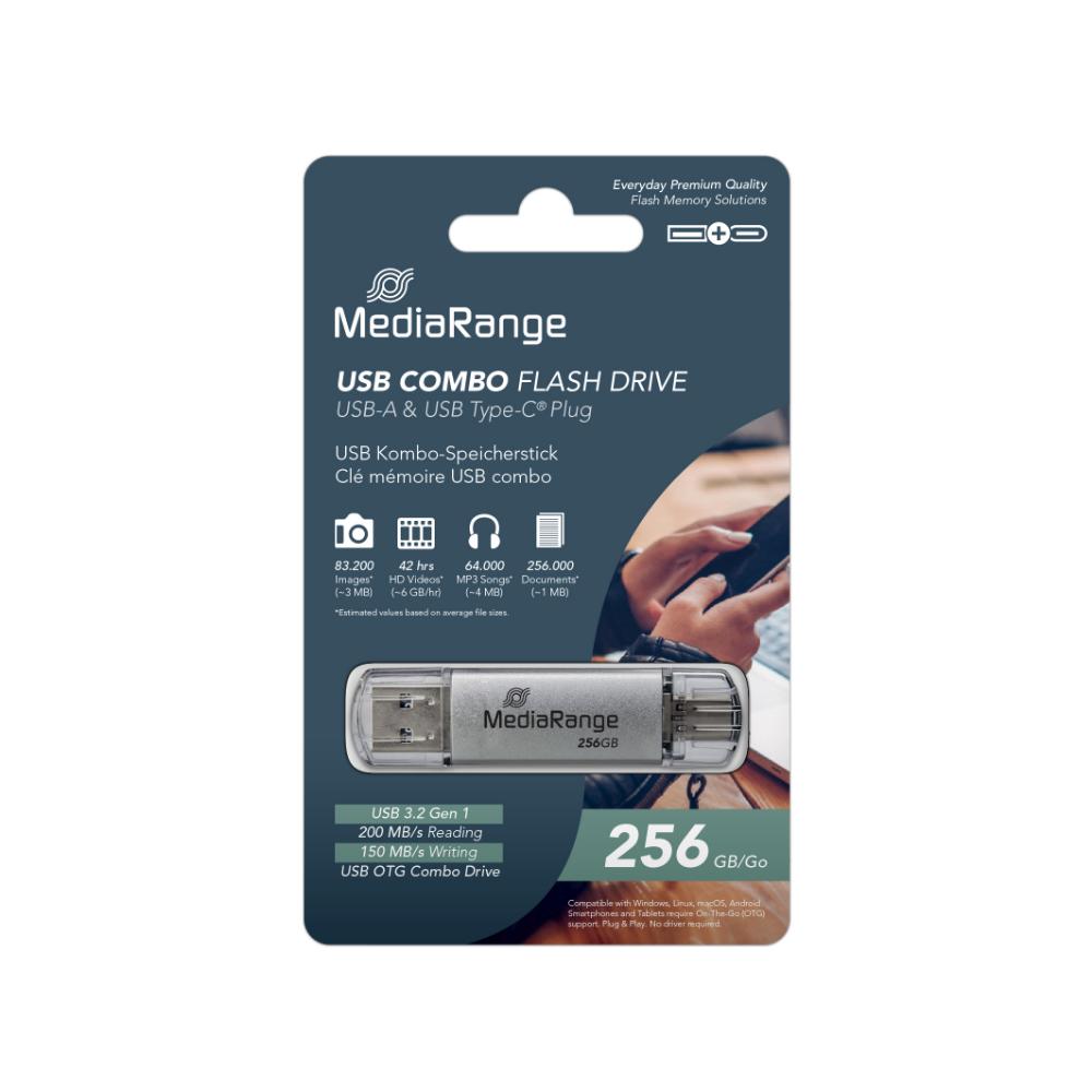 MediaRange USB 3.2 Gen 1 Combo Flash Memory Drive with USB-A and USB-C®