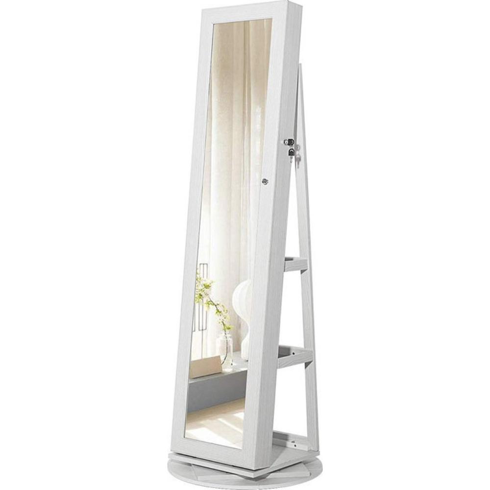 Songmics Jewellery Cabinet with Frameless Full Body Mirror (JJC62WT) (SNGJJC62WT) - SCAX Songmics Jewellery Cabinet with Frameless Full Body Mirror (JJC62WT) (SNGJJC62WT) - SCAX