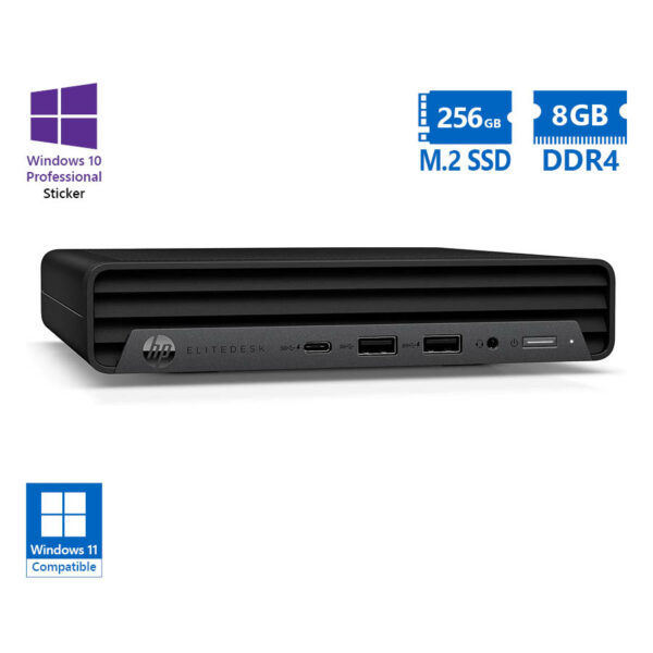 HP (A-) EliteDesk 800G6 DM i5-10500/8GB DDR4/256GB M.2 SSD/No ODD/10P Grade A- Refurbished PC - SCAX