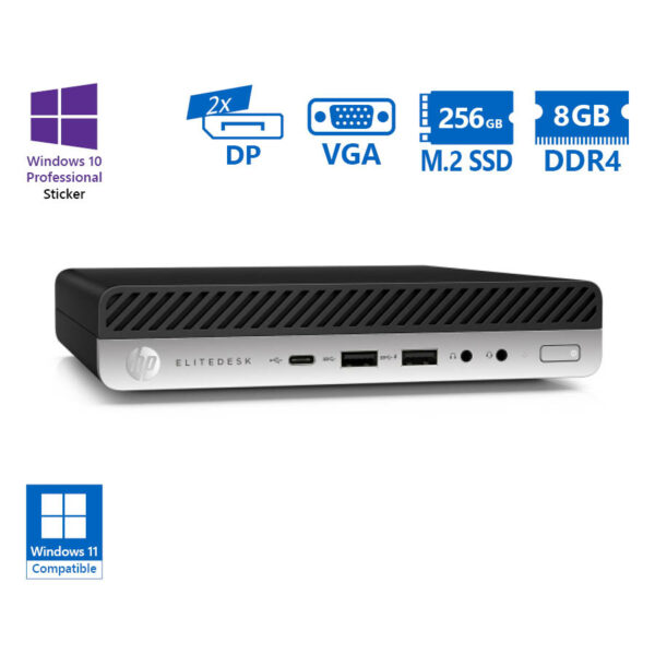 HP EliteDesk 800G5 DM i5-9500/8GB DDR4/256GB M.2 SSD/No ODD/10P Grade A Refurbished PC - SCAX